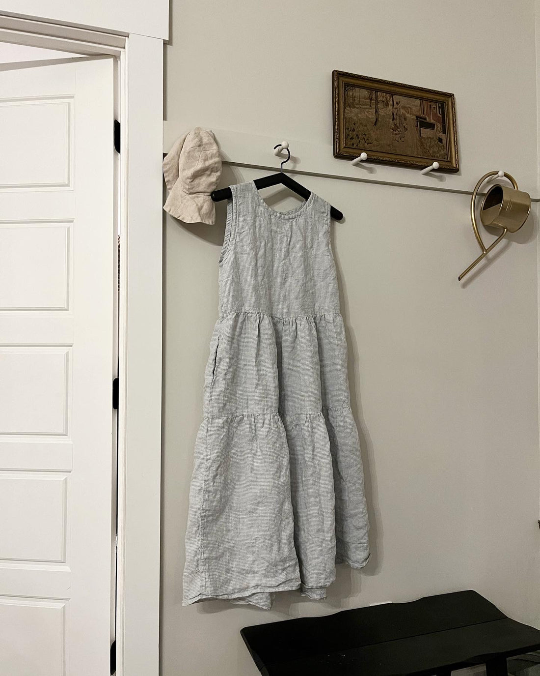 Handmade linen dress perfect for spring or summer. Make with pockets. Perfect for the sustainable closet. 